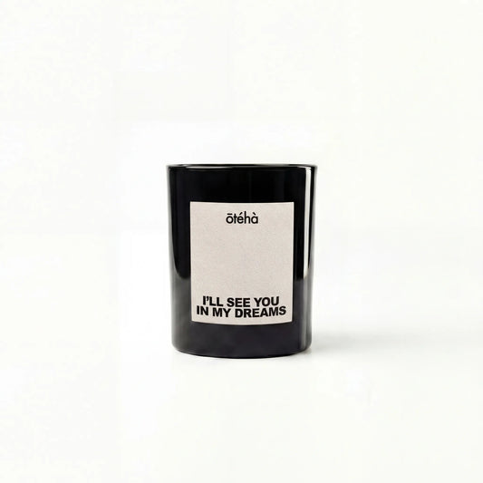 I’ll See You in My Dreams luxury scented candle by ōtéhà in black glass.